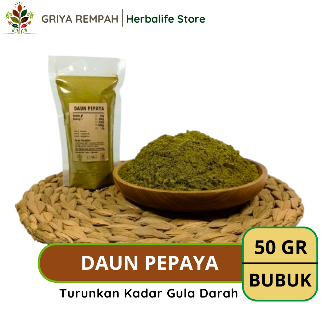 

DAUN PEPAYA BUBUK 50 GRAM Kates Gandul Ramuan Rempah Herbal Kering Alami Jamu Tradisional untuk Kesehatan dan Nutrisi Tubuh simplisia Carica papaya