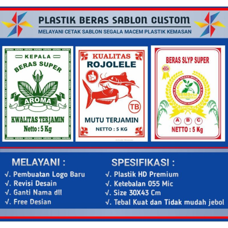Sablon Plastik Beras Custom 5 Kg