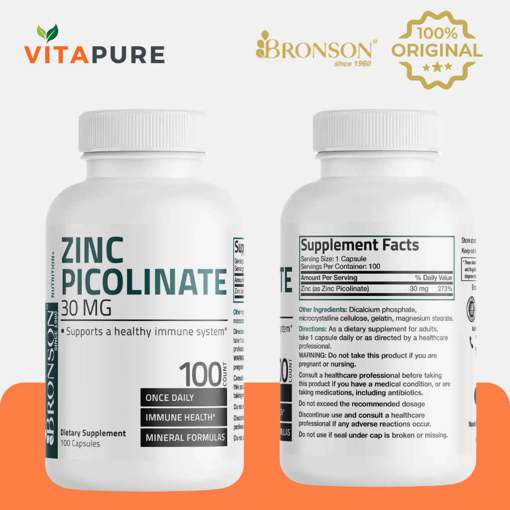Bronson Zinc Picolinate 30MG - 100 Capsules