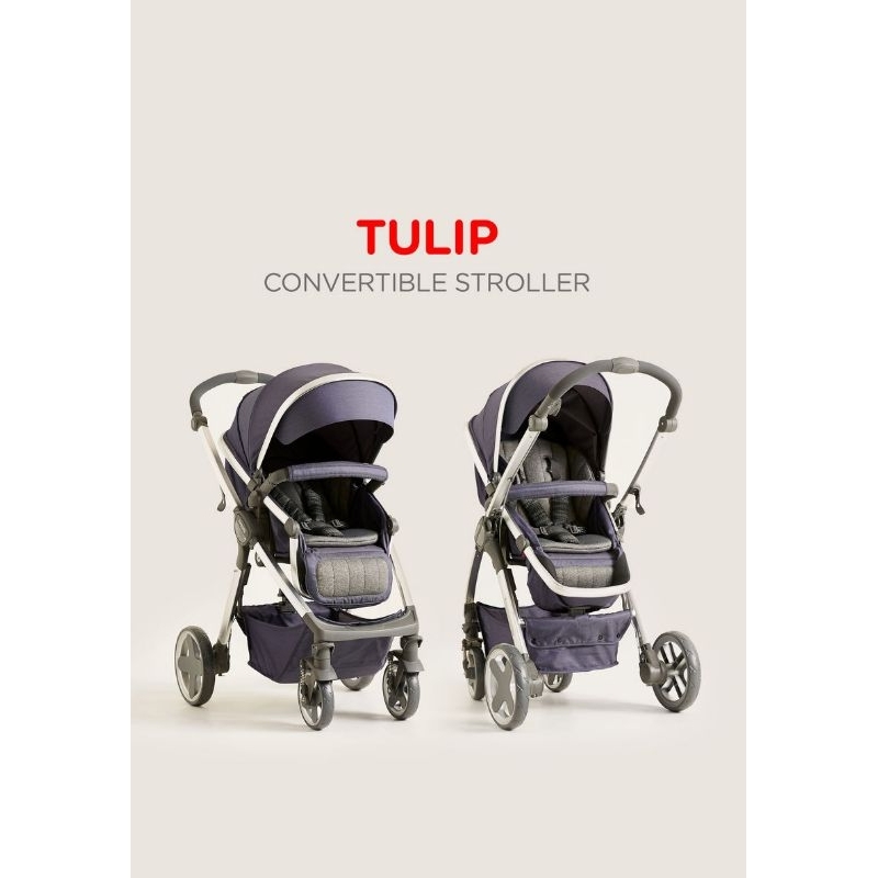 Giggles Tulip Navy Convertible Stroller Cum Bassinet with 3 Position Reclining Seat (Upto 3 years)
