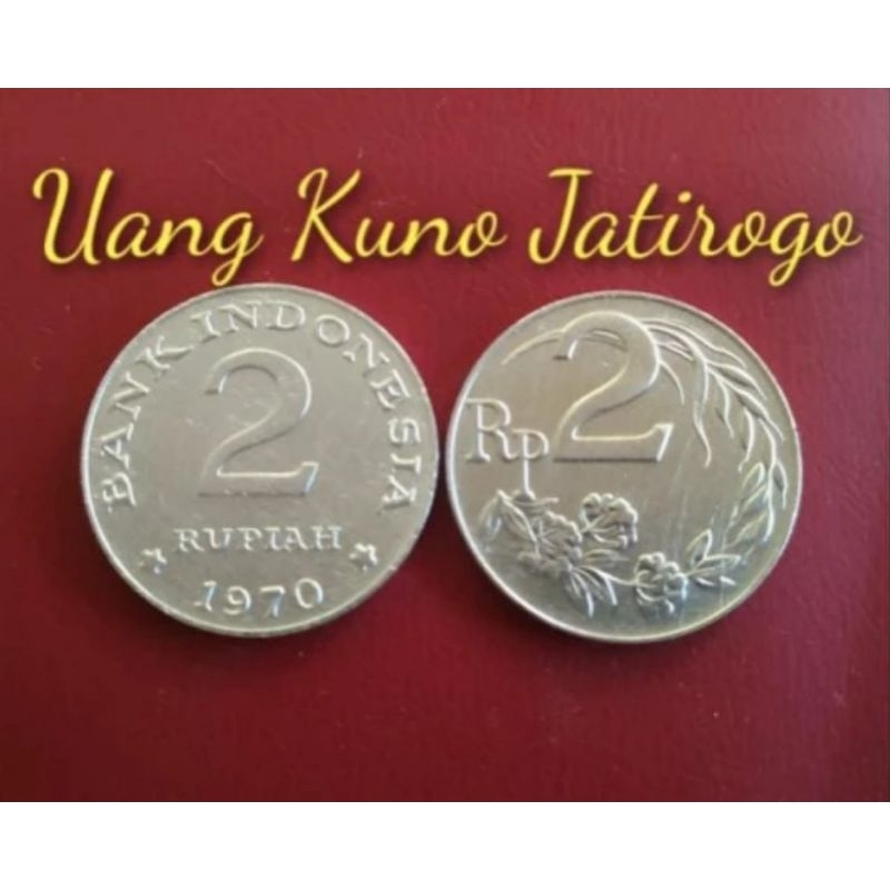 Uang Kuno 2 Rupiah Tahun 1970 ( Cuci )