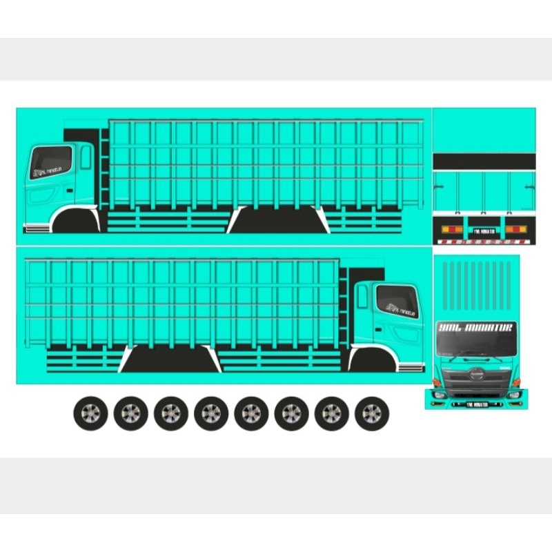 stiker truk tronton Hino 500, stiker miniatur murah minimal order 2 lembar