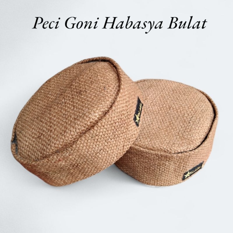 Peci Habasya Dewasa Bahan Kain Goni / Peci Kopya Songkok Habasya / Peci Goni / Peci Sholat Pria