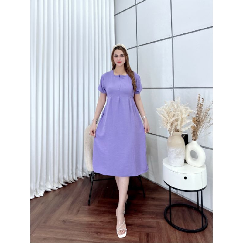 Dress kekinian / Midi dress / dress polos / dress busui / dress crinkle airflow/Nailis dress/dress w