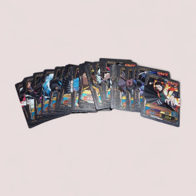 10 Pcs Kartu Naruto Emas Warna Hitam