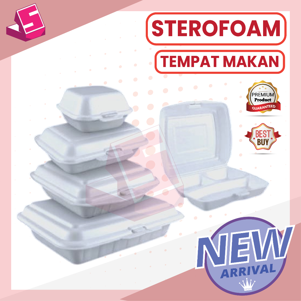 STYROFOAM Kotak Makan / Tempat makan bahan Styrofoam / minim 10 pcs / Styrofoam Nasi Bubur Catering
