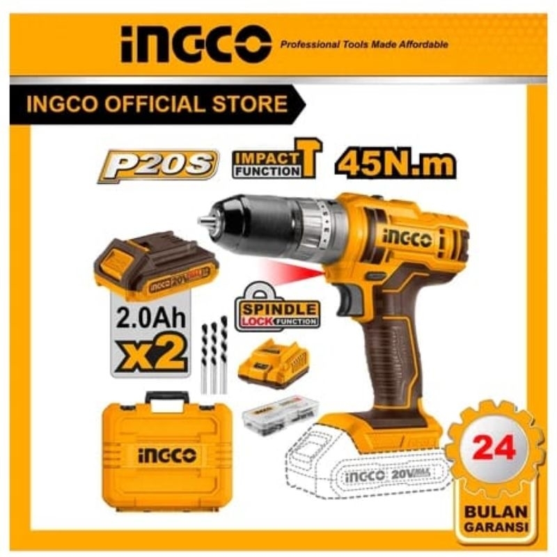 Bor Tembok Kayu Besi Baterai 20 Volt Ingco CIDLI201452