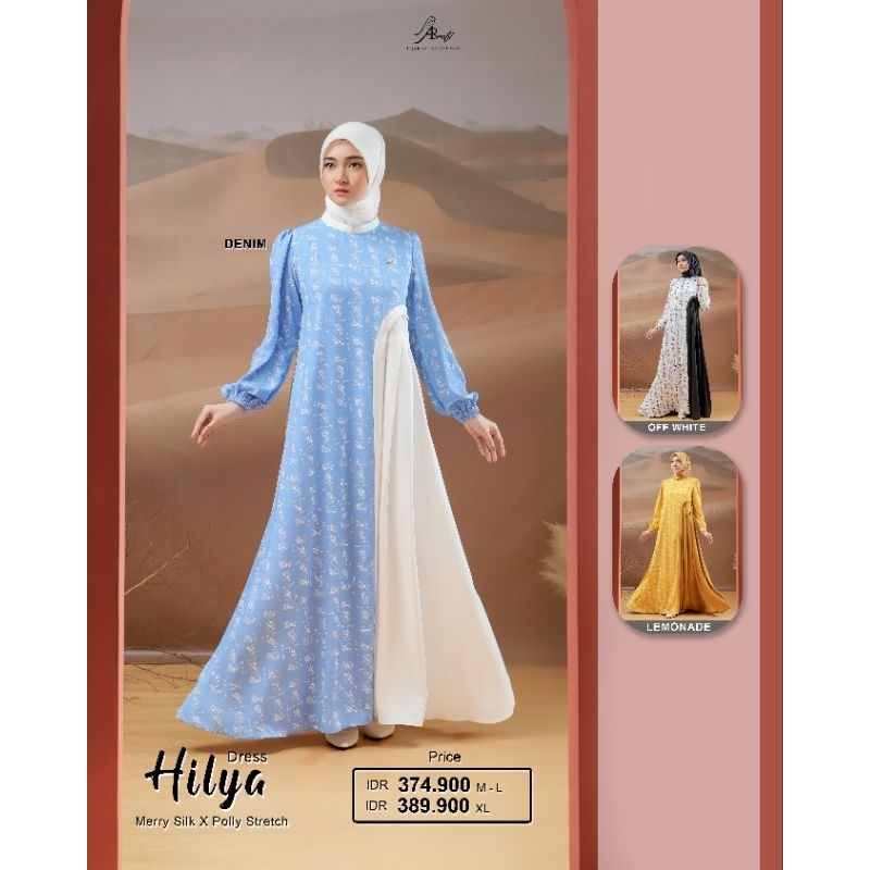 Dress Terbaru AR Rafi - Hilya Dress - Gamis Motif Kombinasi Polos - ORI BY AR RAFI