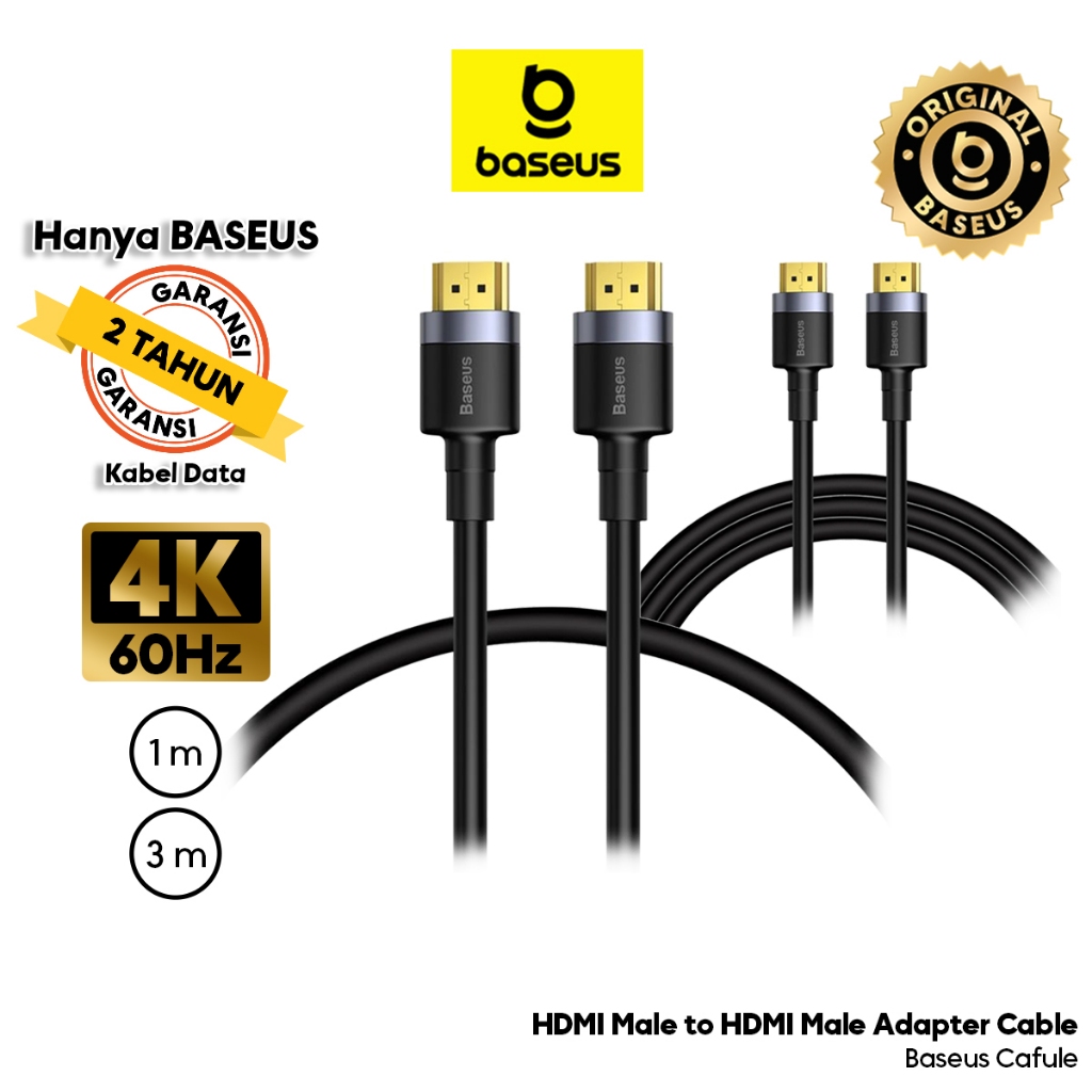 Baseus Cable HDMI Cafule 4KHDMI Male To 4KHDMI Male Konektor Kabel PC TV Laptop