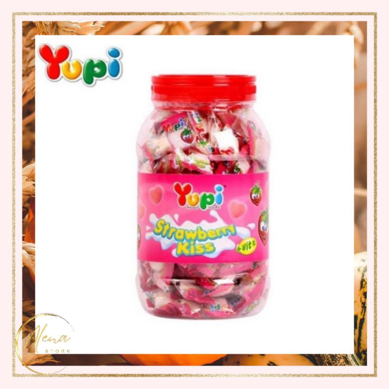 

Yupi Permen Strawberry Kiss Kemasan Toples 300g