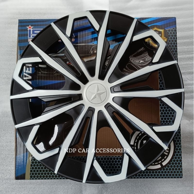 JF Putih Hitam - Dop Roda Mobil Ring 13 Dan 14 Wheeldop / Welldop / Cover Velg Mobil Universal