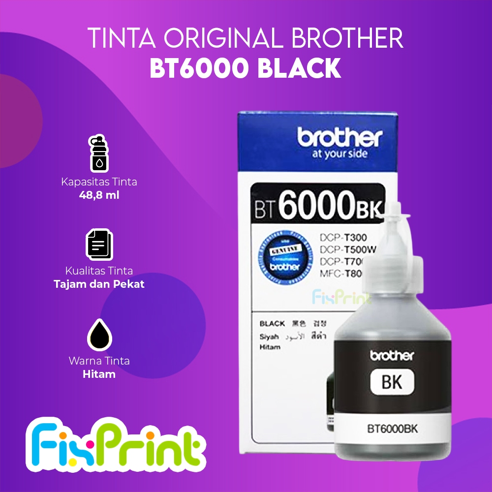 FixPrint Tinta Brother BT6000 Black BT5000 Color BT-6000BK BT-5000 CMY Printer DCP T300 T500W T700W 