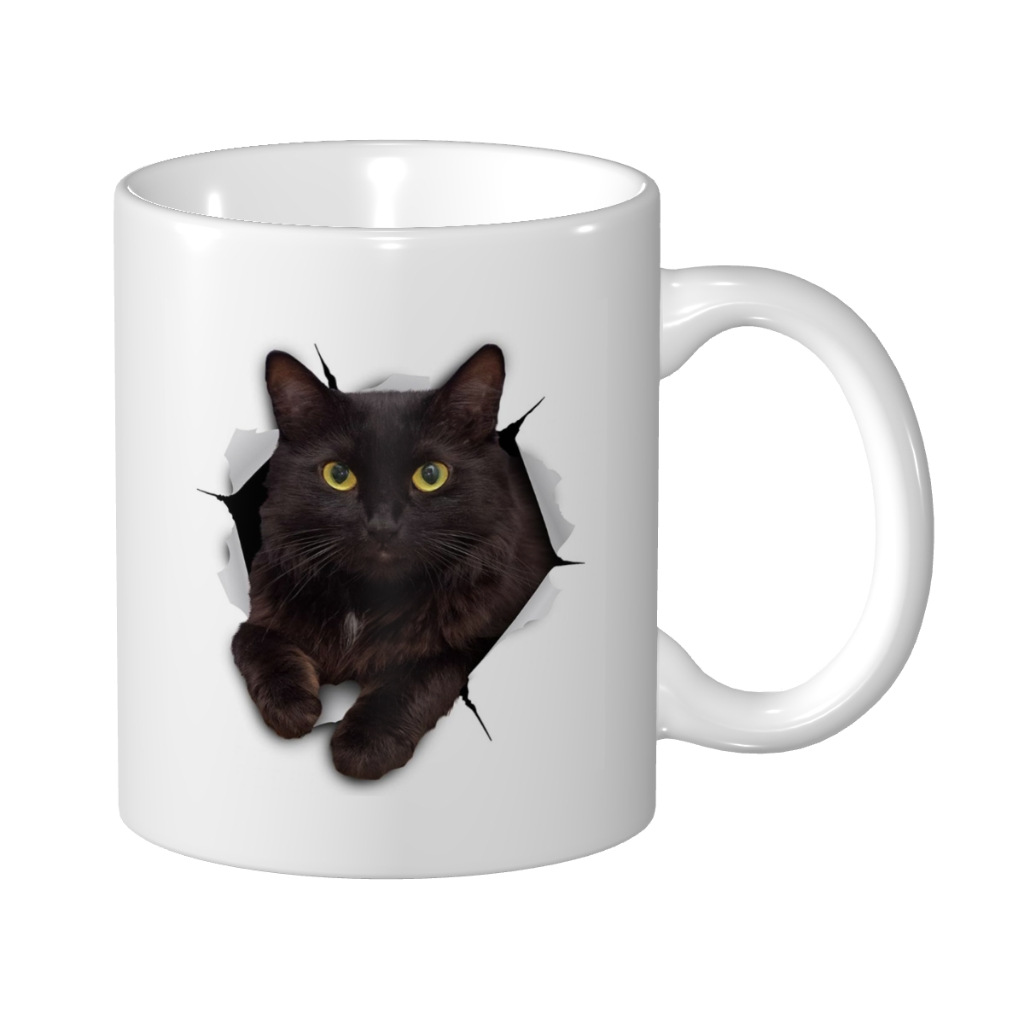 Mug Kopi Kucing Hitam Keramik Mug Kopi Lucu Hadiah Sempurna untuk Pecinta Kucing Mug Kopi Kucing