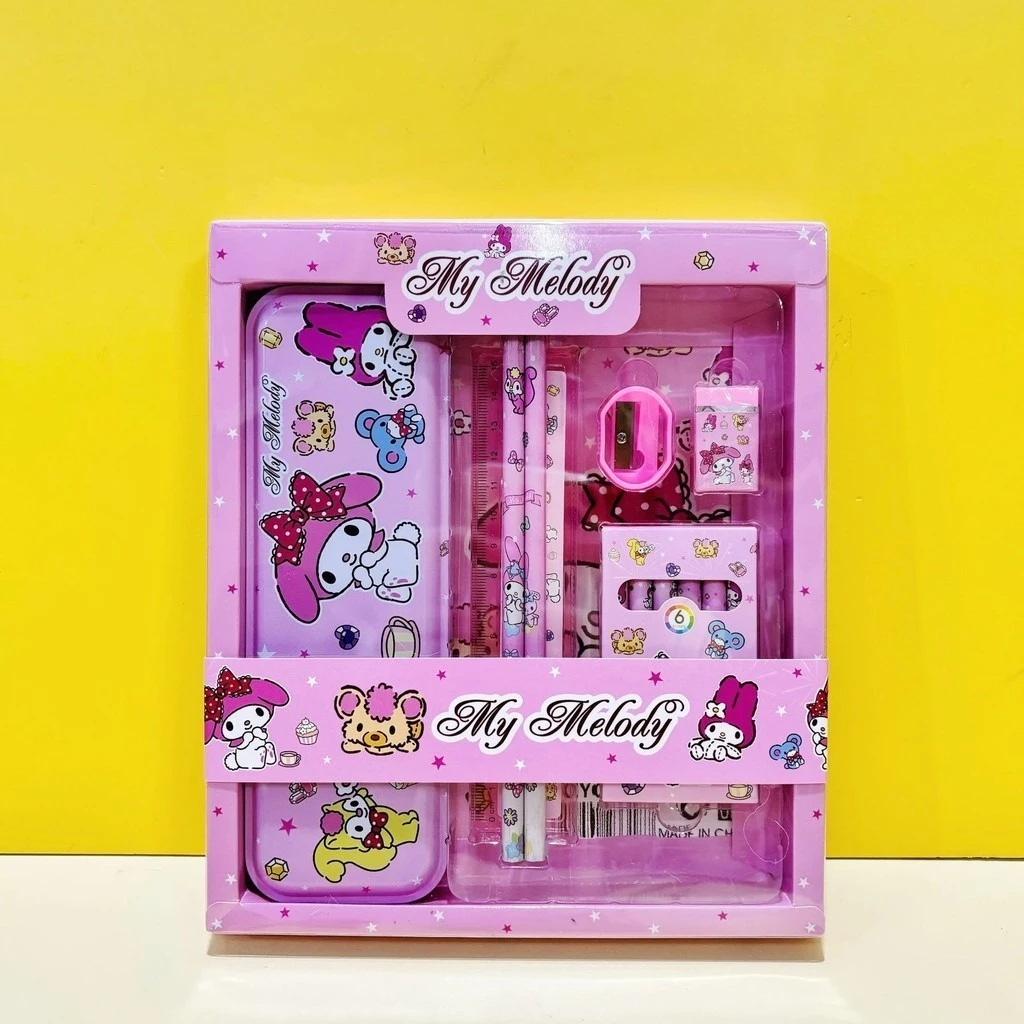 

tudent Set Alat Tulis Sekolah Karakter Kuromi Cinamonrol My Melody 7 In 1 gio 8015