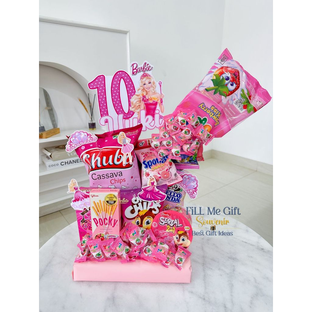 

Snack Mading Birthday / Kado Ulang Tahun Custom Warna Barbie Kuromi ( Premium Snack )