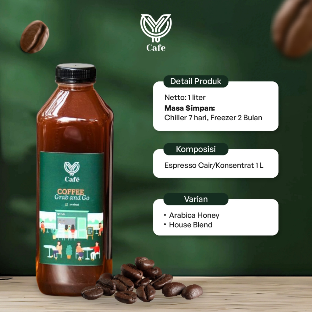 

PROMO Espresso Konsentrat 1 Liter - Espresso Cair Konsentrat Kopi Arabica Robusta Temangg Praktis