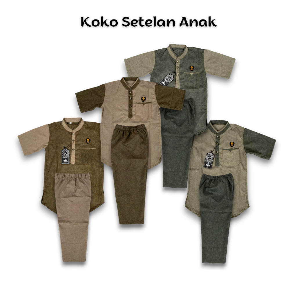 SETELAN KOKO ANAK MODEL KURTA PAKISTAN BAHAN KATUN MADINA 4 SAMPAI 9 TAHUN