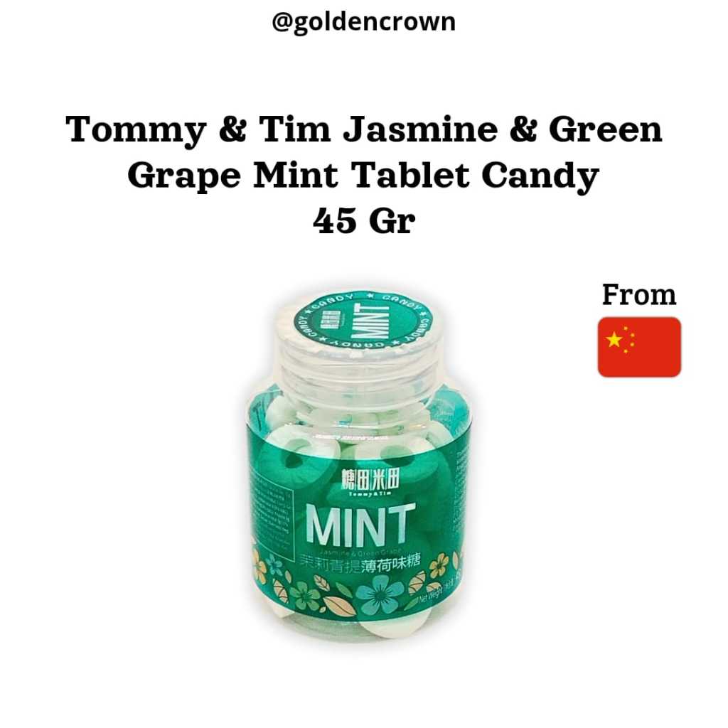 

Tommy and Tim Jasmine and Green Grape Mint Flavor Candy / Kembang Gula Rasa Jasmin dan Anggur Hijau Mint 45g