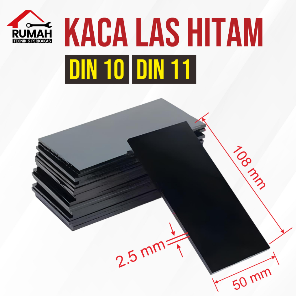 KACA LAS HITAM (No 10 / No11) / Kaca Kedok Las Welding Glass (Din 10 / Din 11)