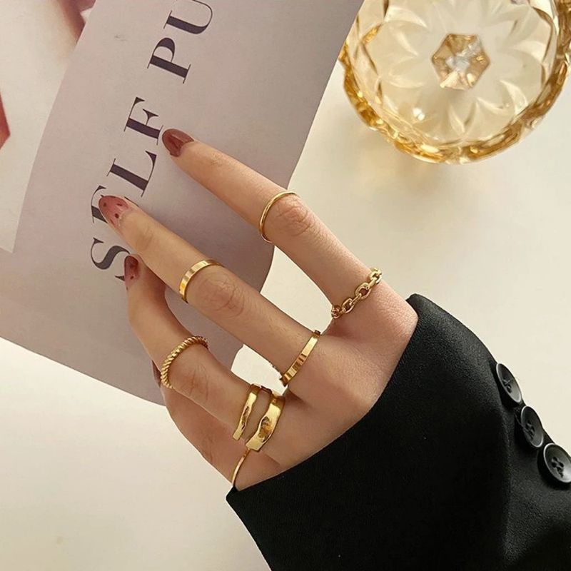 Cincin Set Ring 7 Pcs Cincin Silver Gold Isi 7 Pcs
