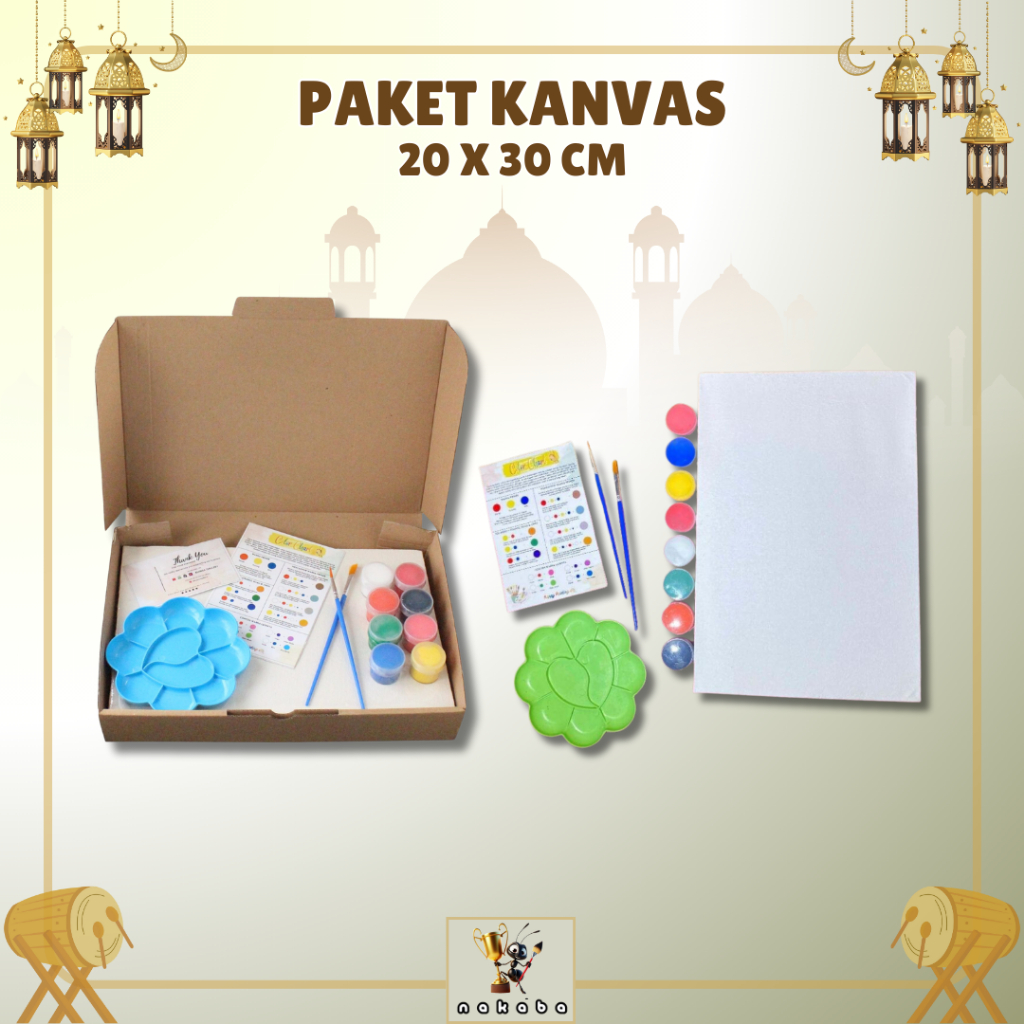 

Paket Hemat Alat Lukis Kanvas 1 Set 20X30cm Dilengkapi Dengan Cat Akrilik, Kuas & Palet | DIY & Arts