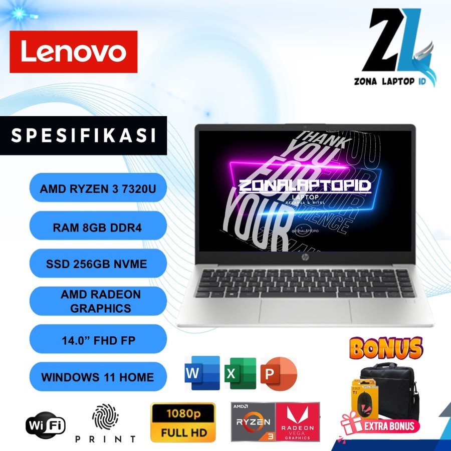 Laptop Hp 245 G10 Amd Ryzen 5 7520U 8Gb 512Gb Ssd Win11 GARANSI RESMI