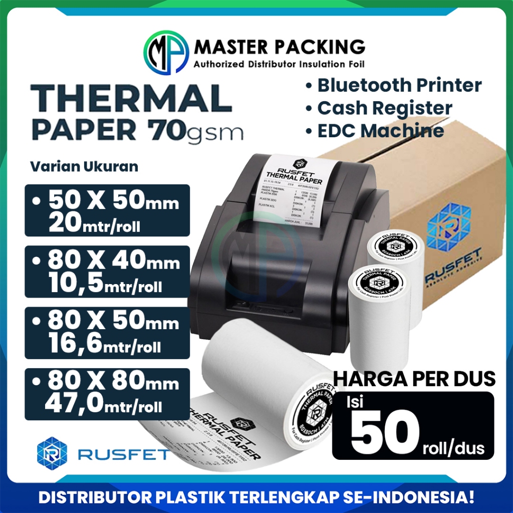 

Kertas Termal Struk Kasir Paper Thermal Roll Per Dus 50 Roll