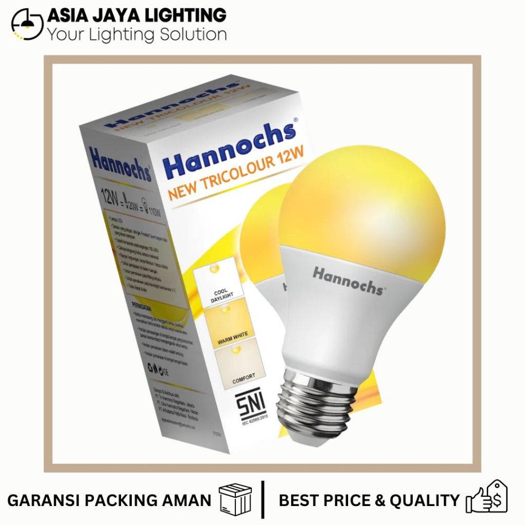 BOLA LAMPU LED / LAMPU BULB LED / BULB LAMPU / BOLA LAMPU / LED BULB LIGHT TRICOLOUR HANNOCHS 12W
