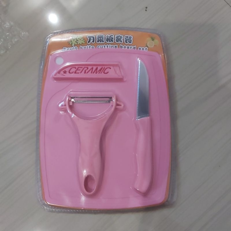 fruit knife cutting board set/pisau set/pisau dan talenan set/penyerut kentang dan wortel
