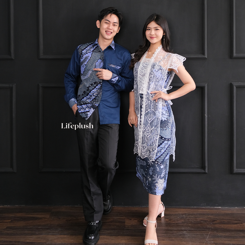 Dress Batik Modern Couple Organza Bordir Mewah Wanita Pesta Kondangan Cantik- Lifeplush EVA