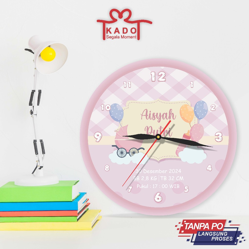Jam Custom Gambar Diameter 10CM / Hadiah Kelahiran Bayi Lucu ( Gift Anak Unik / Souvenir Aqiqah )