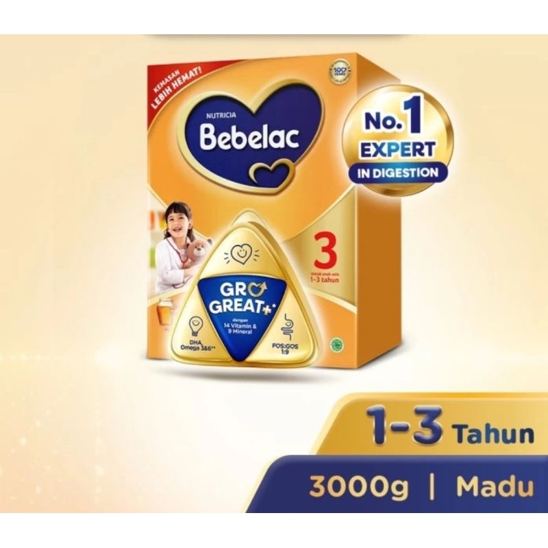 

Bebelac 3 Grogreat Susu pertumbuhan 3000gr rasa Madu