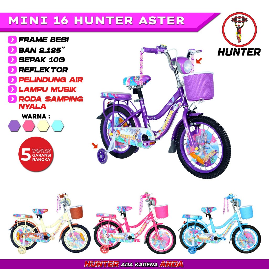 SEPEDA MINI ANAK PEREMPUAN 16" HUNTER ASTER