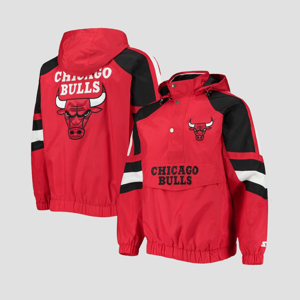 Jaket cagoule casual vintage pria wanita chichago bulls full bordir