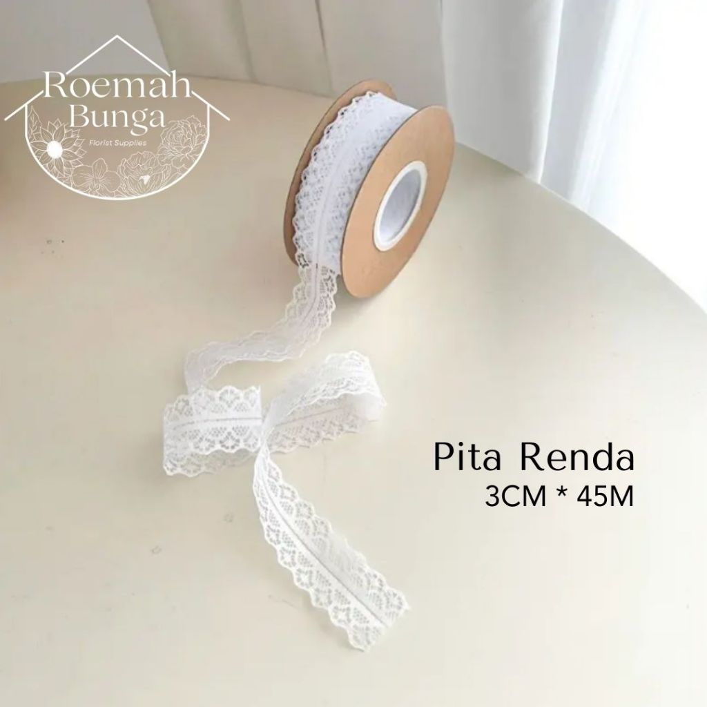 

[ROLL] Pita Renda Lace 3 cm x 45 m - Pita buket Pita Bunga