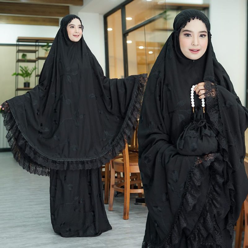 MUKENA BORDIR RENDA 2in1 Free Tas mix Mutiara