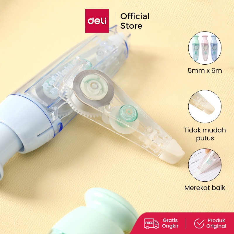 

Deli Retracable Correction Tape / Pita Koreksi Cetek 6 Meter Free Refill EH363