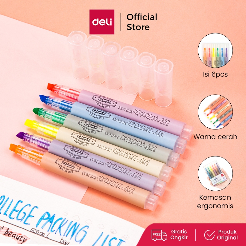 

Deli Highlighter Pen Pena Isi 6 pcs S624