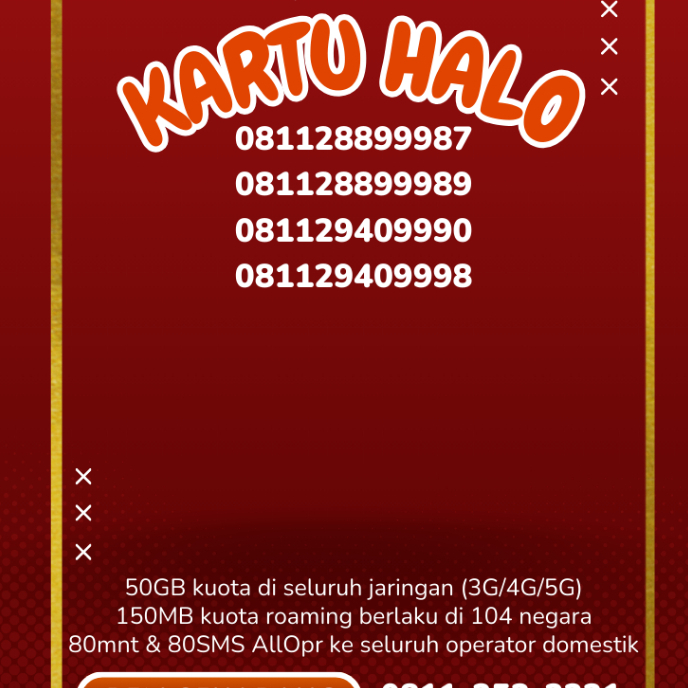 Kuota 50GB  Telkomsel kartu halo 12 digit nomor cantik Nomor langka Tripel 999 (2)