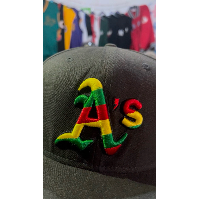 New Era X MLB Oakland Athletics (A’S) Rasta Art Size 73/8 Used (VGC)