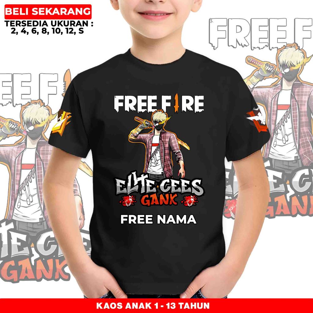 FREE NAMA - Kaos Motif Free Fire Anak Laki Laki  Pedang Samurai - Baju Anak Usia 1 Tahun Sampai 12 T
