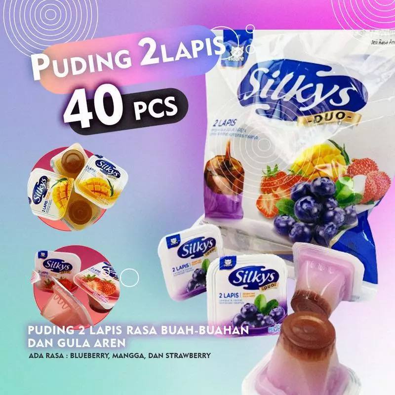 

Silky Pudding Snack Puding 2 Lapis 40pcs Rasa Buah Buah an Dan Gula Aren Rasa Mangga Bluberry strawberry