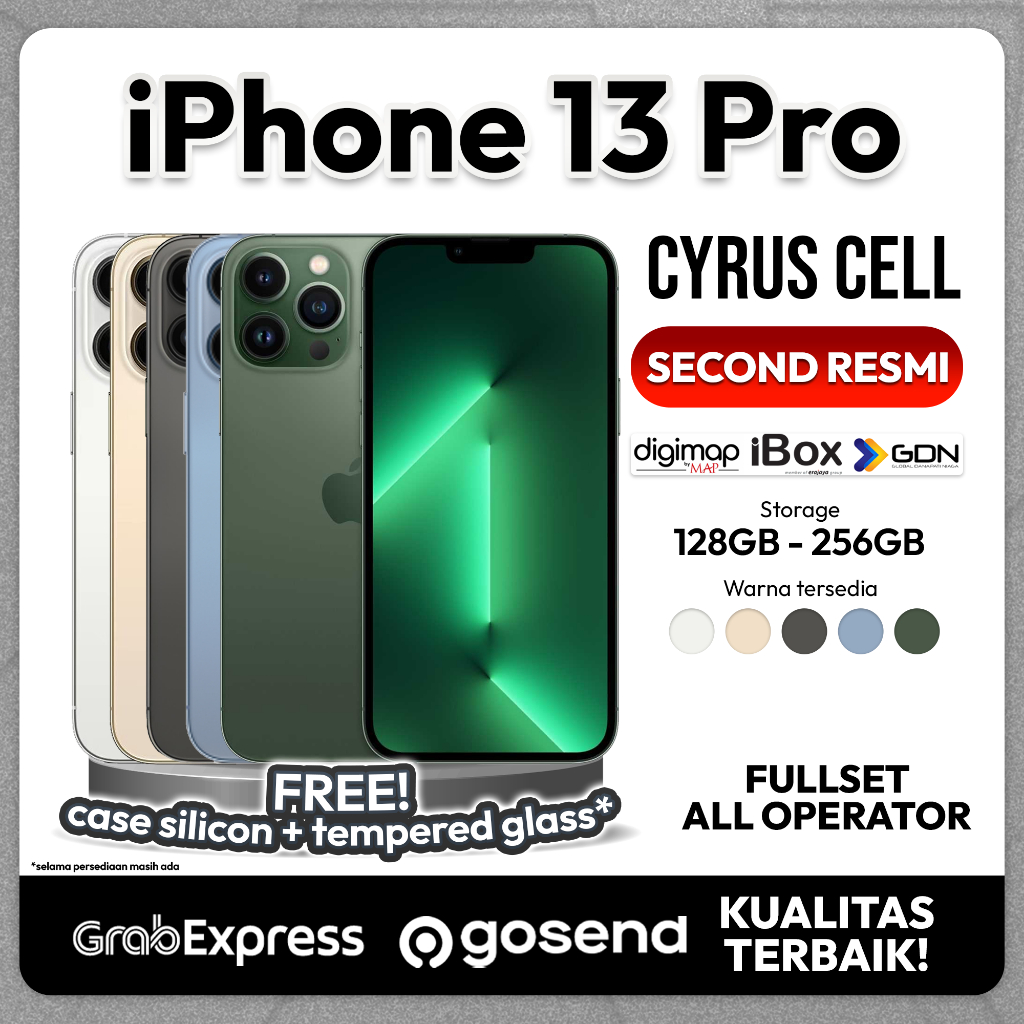 IPHONE 13 PRO 128GB 256GB EX RESMI / INTER 100%| FULLSET LIKE NEW Cyrus Cell