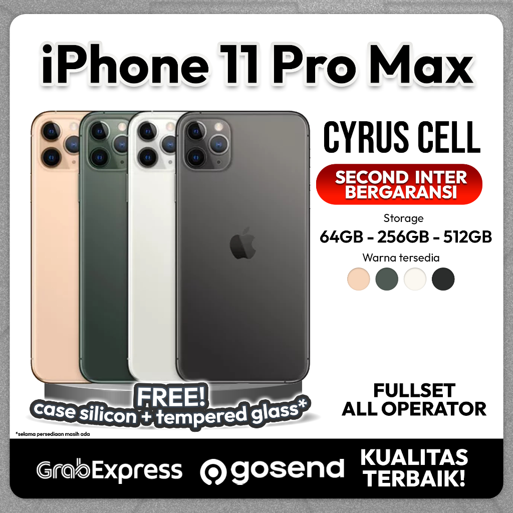 IPHONE 11 PRO MAX 64GB 256GB 512GB SECOND RESMI & INTER 100% | FULLSET LIKE NEW Cyrus Cell