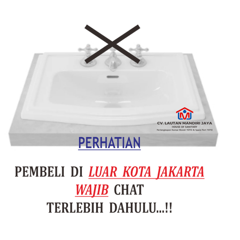 CARGO JNE Wastafel TOTO LW781J BODY ONLY Self Rimming Lavatory 3 Tap Holes Available: 1 Tap Hole