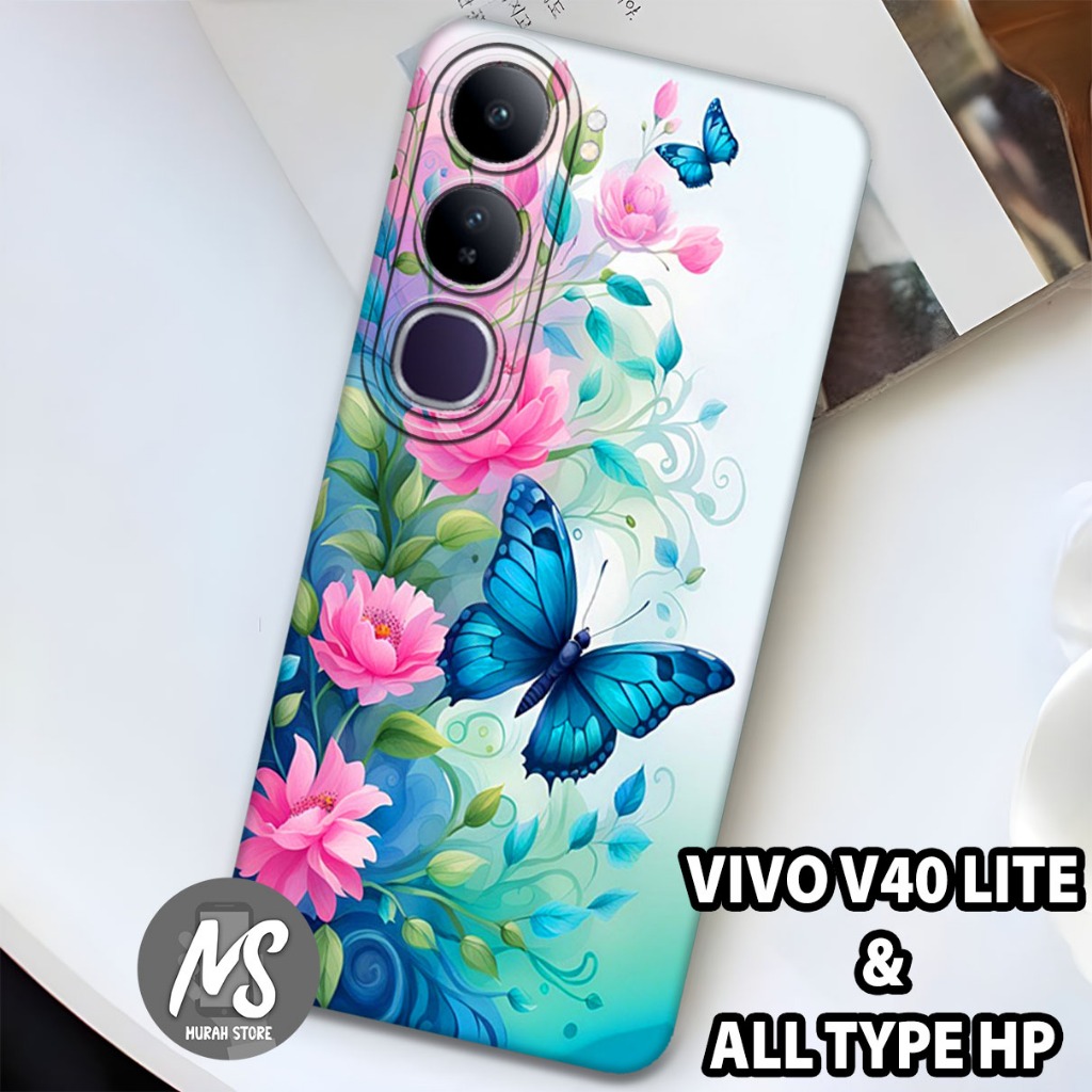 Softcase Terbaru untuk VIVO V40 LITE – Bahan Karet Fleksibel [MS24 Motif BUNGA] Casing untuk VIVO V4