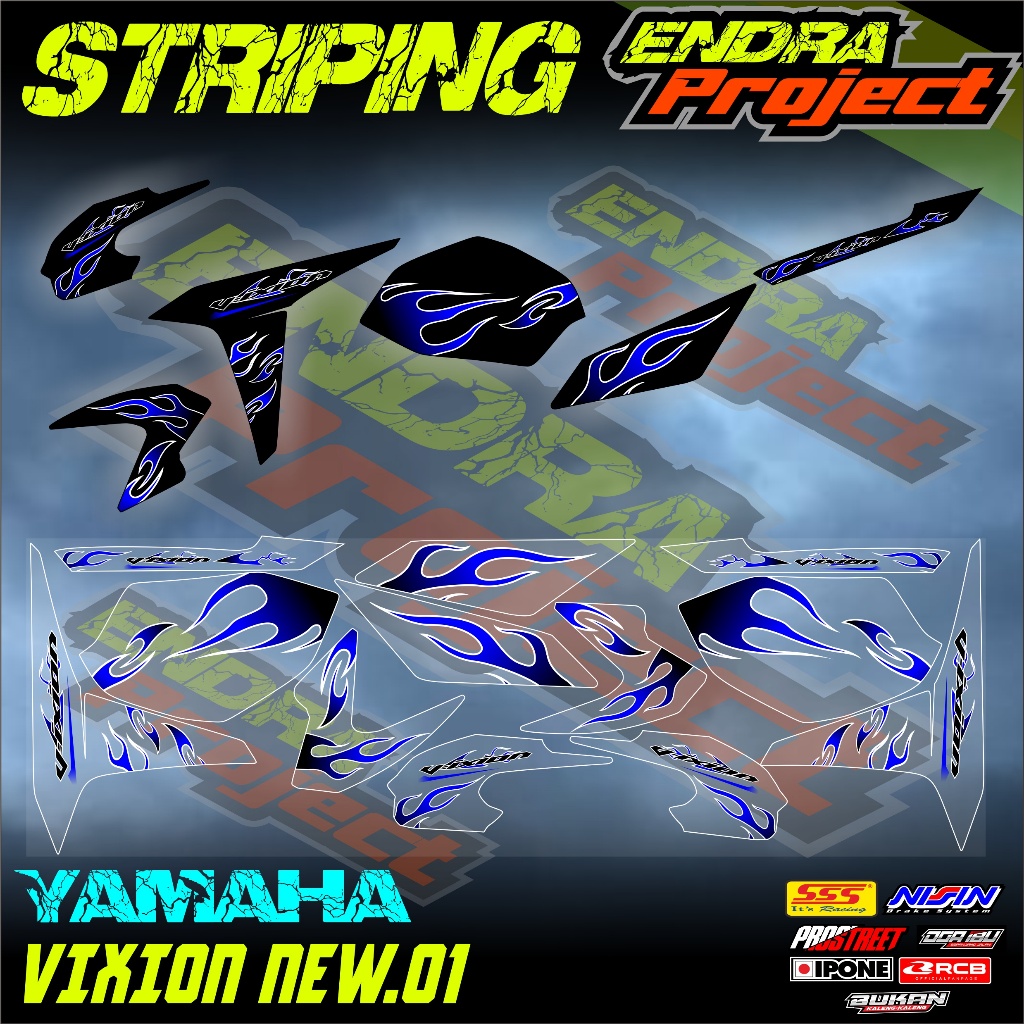 STIKER STRIPING PREMIUM MOTOR KEREN LIS VARIASI VIXION NEW 01 HOLOGRAM TRANSPARAN BISA COD