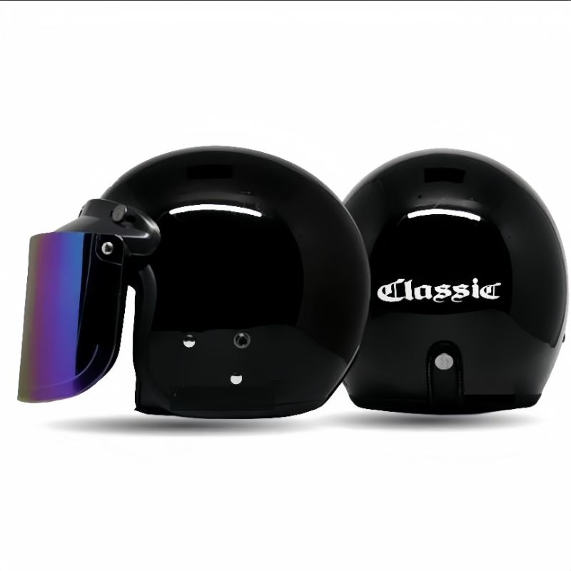 HELM BOGO RETRO CLASSIC DEWASA  FULL LEHER KACA FLAT DATAR INJAX - HLEM CG KACA DATAR - HLEM INJAX K