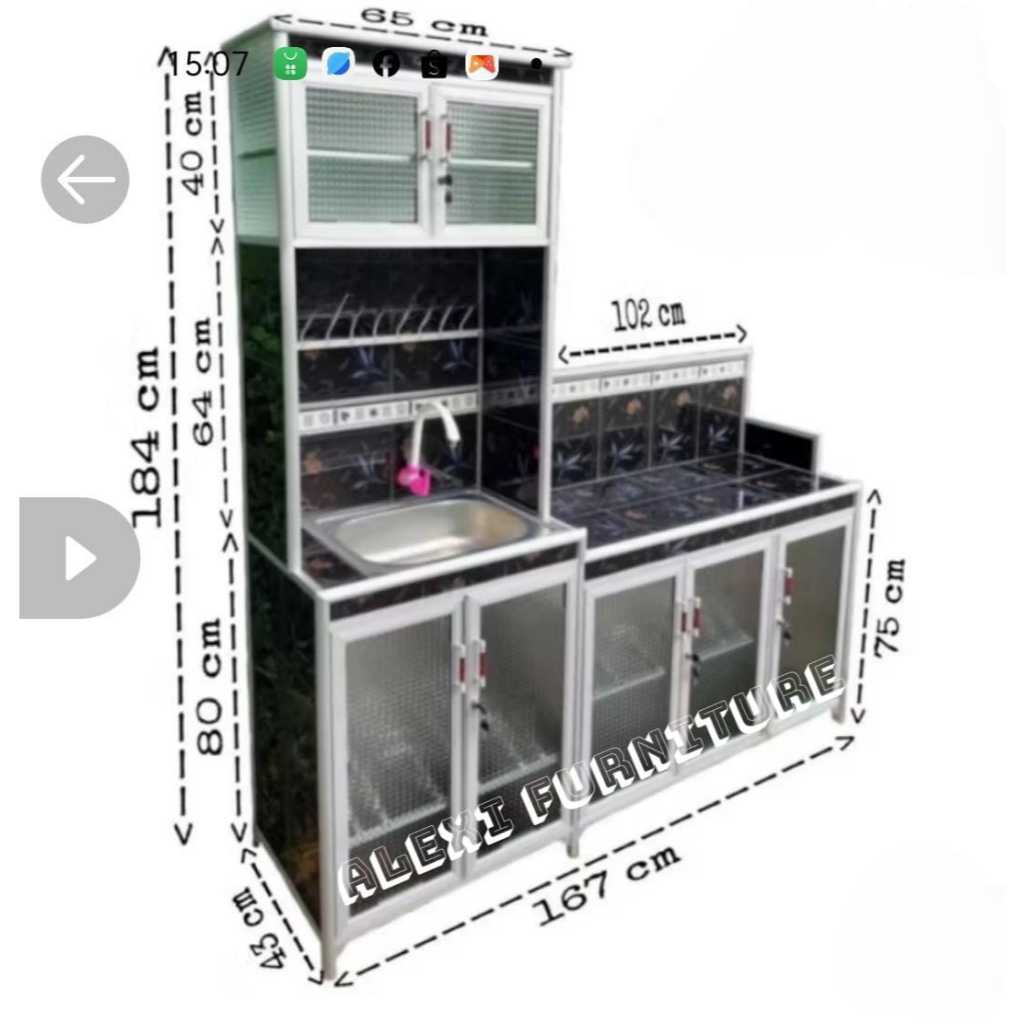 Rak Kompor Wastafel Full Set Bahan Keramik Kaca
