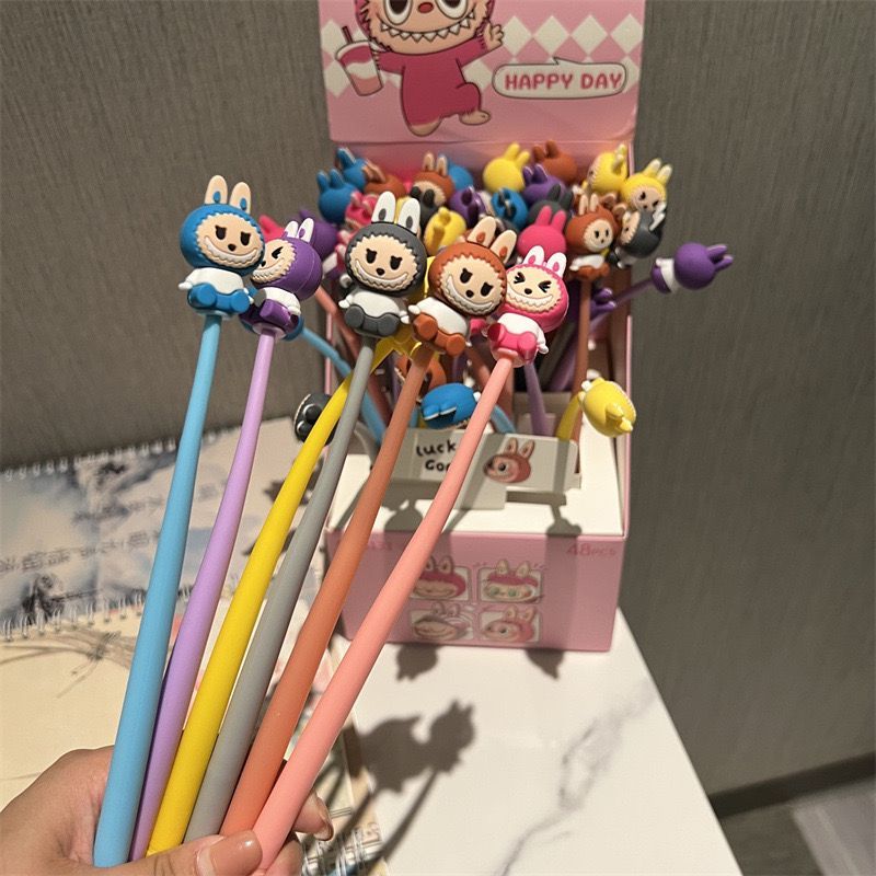

Pena Labubu Soft Rubber Shaker Pulpen Labubu Gel Pen Pena